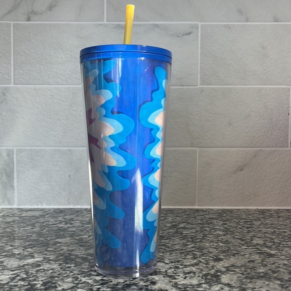 NWT Starbucks Tie Dye Tumbler Venti Cold Drink Blue 24oz - Picture 5 of 8